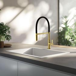 Ausmann Lavea Küchenarmatur PVD Gold mit schwenkbarem und flexiblem Auslauf 1208957437