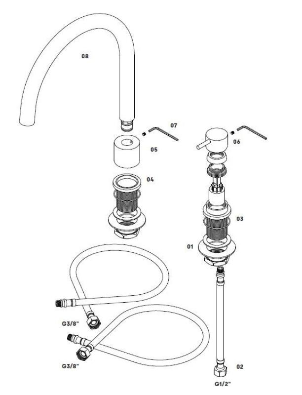 Waterevolution Flow 2-Loch-Küchenarmatur Messing T151LE