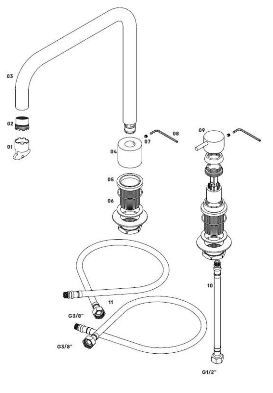 Waterevolution Flow 2-Loch Küchenarmatur Gun Metal PVD T151HGME