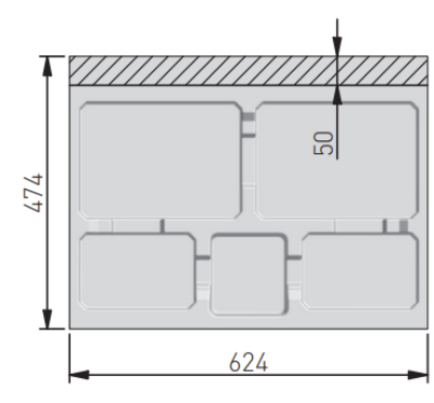 Garbi Basket B-70-4 Abfallsortiersystem für Schublade 70cm inkl. Halter und 4 Abfalleimern 1208957476