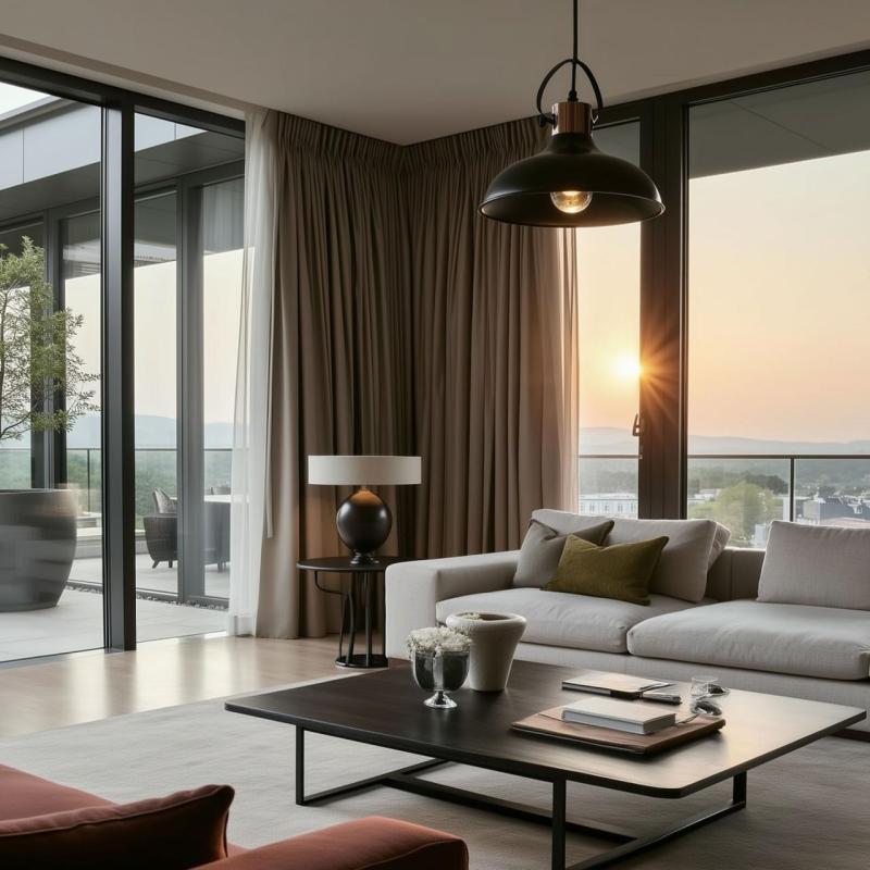 Decor Mees schwarze Metall-Pendelleuchte mit Schirmaufsatz in der Form einer Öllampe 2363