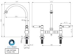 AquaTrimo Country 2-Loch-Küchenarmatur mit nostalgischer Brücke und rundem Auslauf Chrom 21CT7655CM