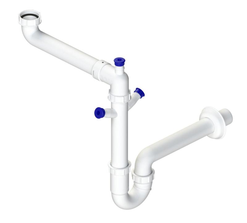 Ausmann Siphon platzsparender Spülbecken-Siphon für die Küche mit 2 Geschirrspüleranschlüssen 1208957660