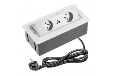Indux Flip Medium Küchensteckdose Stift-Erdung Typ E, in Arbeitsplatte oder Oberschrank weiß mit 2 Steckdosen und 2 USB-Ladegeräten 1208957849