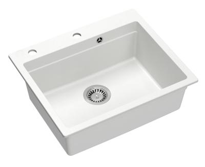 Quadri Durham weißer Granitaufbau-Spülbecken 595x500 mit Seifenspender, Schneidebrett, Rollmatte, Einsatzbecken und Rollmatte 1208957903