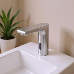 Aquadesign Sensor-Wasserhahn, elektronische Waschtischarmatur, batterie- oder netzbetrieben, Chrom 1208958163