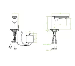 Aquadesign Sensor elektronische Waschtischarmatur, batterie- oder netzbetrieben, Schwarz 1208958192