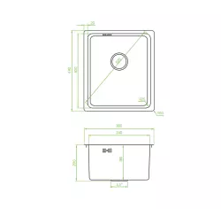 Aquadesign R25 Spüle aus Stahl, als Aufsatz, Unterbau und flächenbündig montierbar, Gun Metal, 34x40 cm, 1208958205