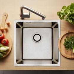 Aquadesign R25 Edelstahl Spüle, Aufsatz, Unterbau und flächenbündig 40x40cm 1208958206