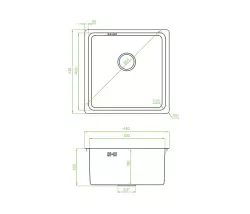 Aquadesign R25 Edelstahl Spüle, Aufsatz, Unterbau und flächenbündig 40x40cm 1208958206