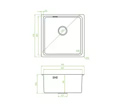 Aquadesign R25 Edelstahl-Spüle, als Aufsatz, Unterbau und flächenbündig montierbar, Gun Metal, 40x40cm, 1208958207