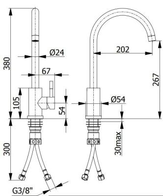 Ausmann Inox Round Küchenarmatur mit schwenkbarem Auslauf komplett Edelstahl 1208958308
