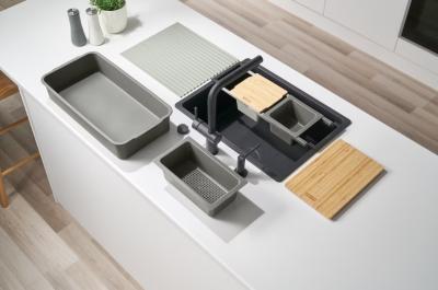 Franke Universal-Zubehör im 5er-Set, Schneidebrett, Einsatzschale, Abtropfmatte und Ablageschale 112.0655.489