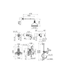 Huber Croisette Einbau-Thermostat-Duschgarnitur Chrom 912.CS01H.CR