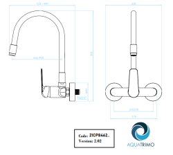 Aquatrimo Chopin Wandarmatur mit hohem flexiblem Auslauf, matt schwarz 21CP8462SW