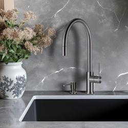 Lorreine Royal Aire Gun Metal Anthrazit-Küchenarmatur mit ausziehbarem Auslauf AIRE-GUNMETAL