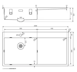 Lorreine SP Serie Edelstahlspüle 100x51 cm mit Hahnlochbank 50SPDB-R