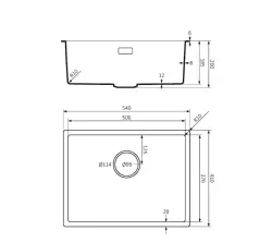 Lorreine BQ Serie 54x41cm Unterbau und flächenbündig, Schwarz mit schwarzem Stecker 50BQ37-FU