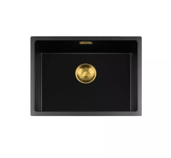 Lorreine BQ Serie 54x41cm Unterbau und flächenbündig, Schwarz mit goldenem Stopfen 50BQ37-FU-GOLD