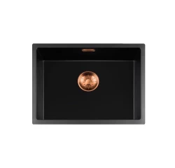 Lorreine BQ Serie 54x41cm Unterbau und flächenbündig, Schwarz mit Kupferstopfen 50BQ37-FU-COPPER