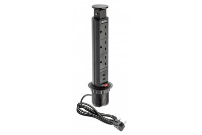 Desktop-Verlängerungskabel 60 mm, 3x UK-Steckdose, 2xUSB 2,1A 5V (schwarz) ENGLISH VERSION 1208958628