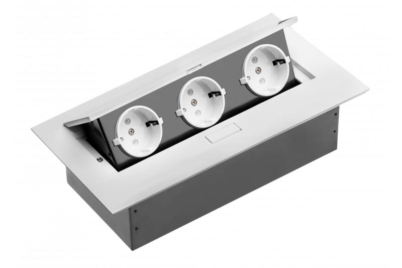 Desktop-Verlängerungskabel, 3x Schuko-Buchse, ohne Kabel, weiß 1208958665