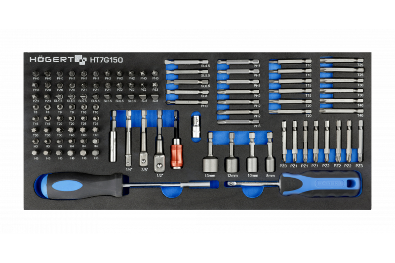 Hoegert 7-Schubladen-Werkzeugschrank mit einer Seitentür mit Zubehör 544 Stück. 1208962010