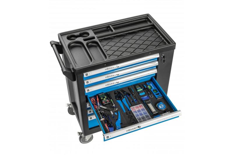 Hoegert 7-Schubladen-Werkzeugschrank mit einer Seitentür mit Zubehör 544 Stück. 1208962010