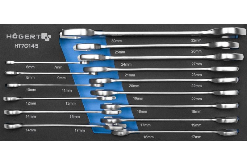 Hoegert Kombinationsschlüssel-Set 15-teilig technischer Schaum 1208962052