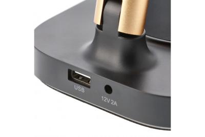 Decor Schreibtischlampe Bressi 8W 450lm AC220-240V 3-CCT Wireless Charging USB PF>0 5 RA>80 Schwarz / Gold 1208962479