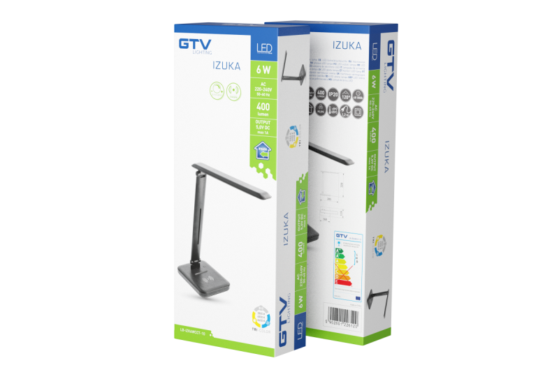 Decor IZUKA LED-Schreibtischlampe 6W 400lm AC220-240V 50/60Hz CCT induktives Ladegerät schwarz 1208962497