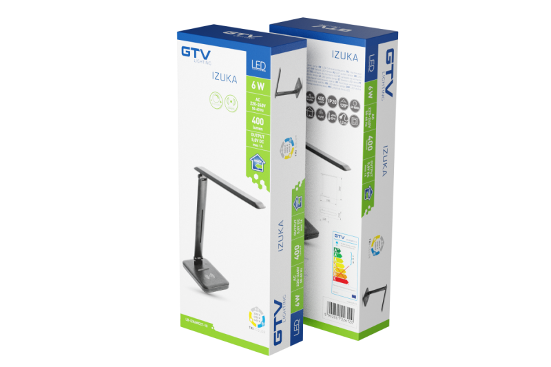 Decor IZUKA LED-Schreibtischlampe 6W 400lm AC220-240V 50/60Hz CCT induktives Ladegerät schwarz 1208962497