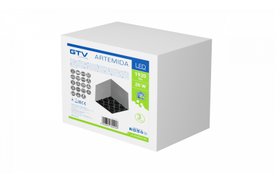 Decor LED-Leuchte ARTEMIDA 20W 1920lm AC220-240V 50/60 Hz PF>0,9 Ra≥80 IP20 IK08 4000K 38° quadratisch schwarz 1208962642