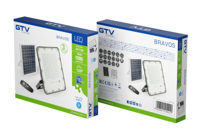 Solar LED Flutlicht BRAVOS, 100W, 1000lm, 6400K, IP65, 120°, Solarpanel, Fernbedienung, 3y 1208962681