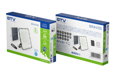 Solar LED Flutlicht BRAVOS, 50W, 500lm, 6400K, IP65, 120°, Solarpanel, Fernbedienung, 3y 1208962684