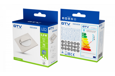 Decor LED Treppenbeleuchtung ESCADA KB DC12V quadratisch mit mattierter Abdeckung 0,8W 70lm 4000K Edelstahlkabel 150cm.