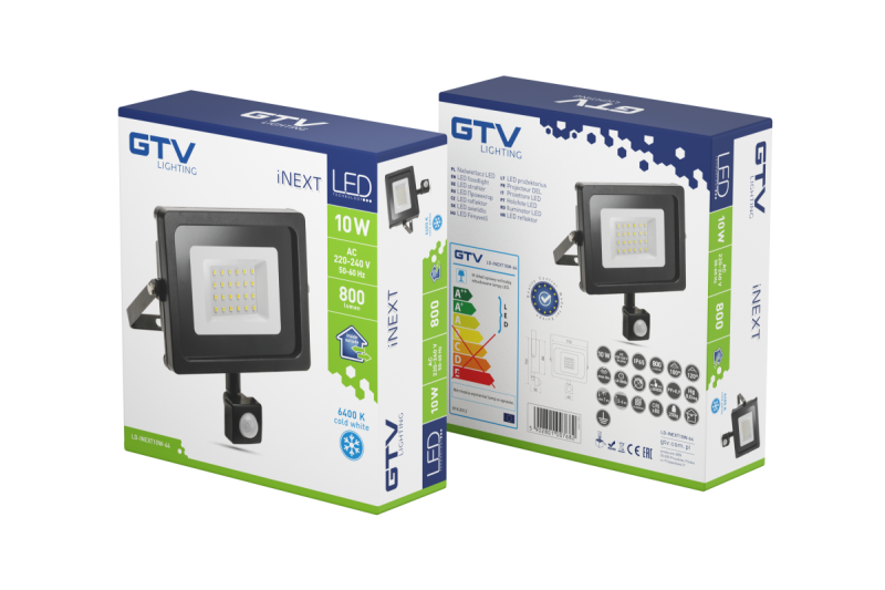 Flutlicht INEXT LED mit Bewegungssensor, 10W, 800lm, AC220-240V, 50/60 Hz, PF> 0,9, RA> 80, IP65, 120 1208962858