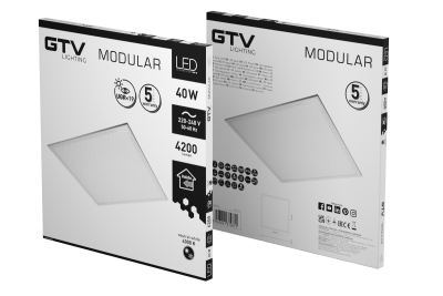 LED-Leuchte MODULAR, Rückplatte, 60x60cm, 4000K, 40W, 4200lm, AC220-240V, PF>0,9, IP54, 5y, UGR<19 1208963000