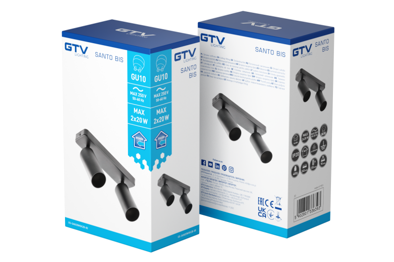 Decor Deckenleuchte SANTO BIS Aluminium IP20 max. 20W*2 doppelt rund schwarz 1208963999