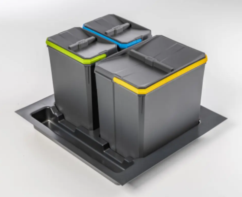 Garbi Basket B-60-3 Mülltrennsystem für Schublade 60 cm inkl. Halterung und 3 Mülleimer 1208964399