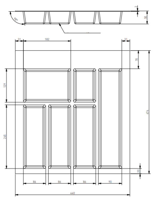 Decor Cutle Besteckeinsatz für Küchenschublade 500 Anthrazit 1208966376