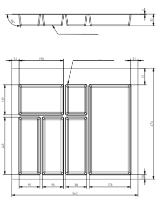 Decor Cutle Besteckeinsatz für Küchenschublade 600 Anthrazit 1208966378