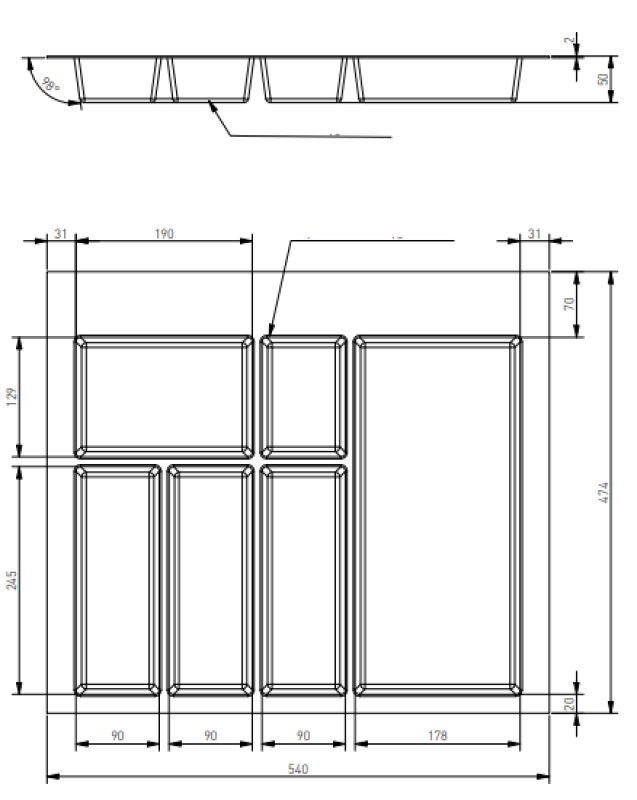 Decor Cutle Besteckeinsatz für Küchenschublade 600 Anthrazit 1208966378