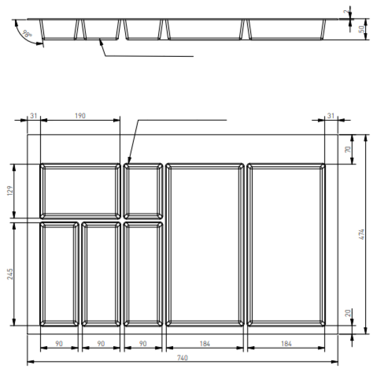 Decor Cutle Besteckkasten Einsatz für Küchenschublade 800 Anthrazit 1208966380