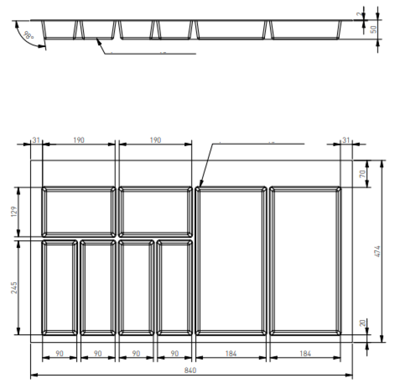 Decor Cutle Besteckeinsatz Einsatz für Küchenschublade 900 Weiß 1208966381