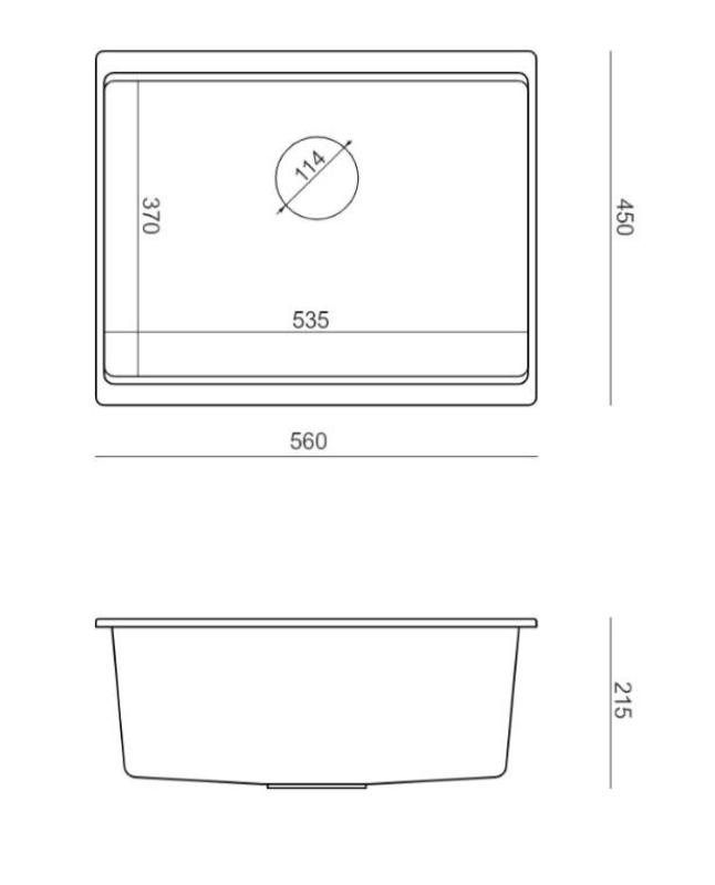 Quadri Newport II Granit Spülbecken, Unterbau, Schwarz 560x450 mm inkl. schwarzer Ablaufkappe 1208966924