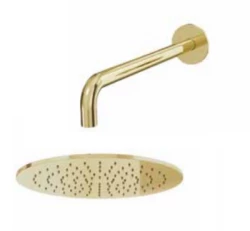 Waterevolution Flow Kopfdusche 250mm mit Wandanschluss PVD Light Gold T164125WGE