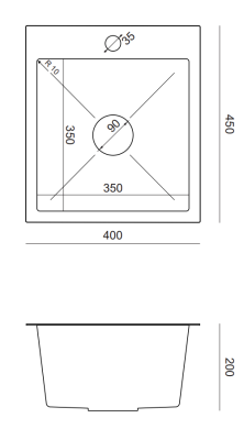 Quadri Dixton 40 Set mit Edelstahlspüle 400x450 mm mit Hahnloch, aufliegend und Küchenarmatur Quadri Bristol Edelstahl