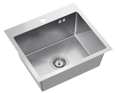 Quadri Dixton 50 Set Edelstahlspüle 500x450 mm mit Hahnloch, aufliegend und Coventry Küchenarmatur aus Edelstahl