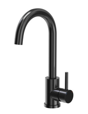 Quadri Dixton 50 Set schwarze Nano PVD-Edelstahlspüle 500x450 mm mit Hahnloch, aufliegend und schwarze Küchenarmatur Coventry